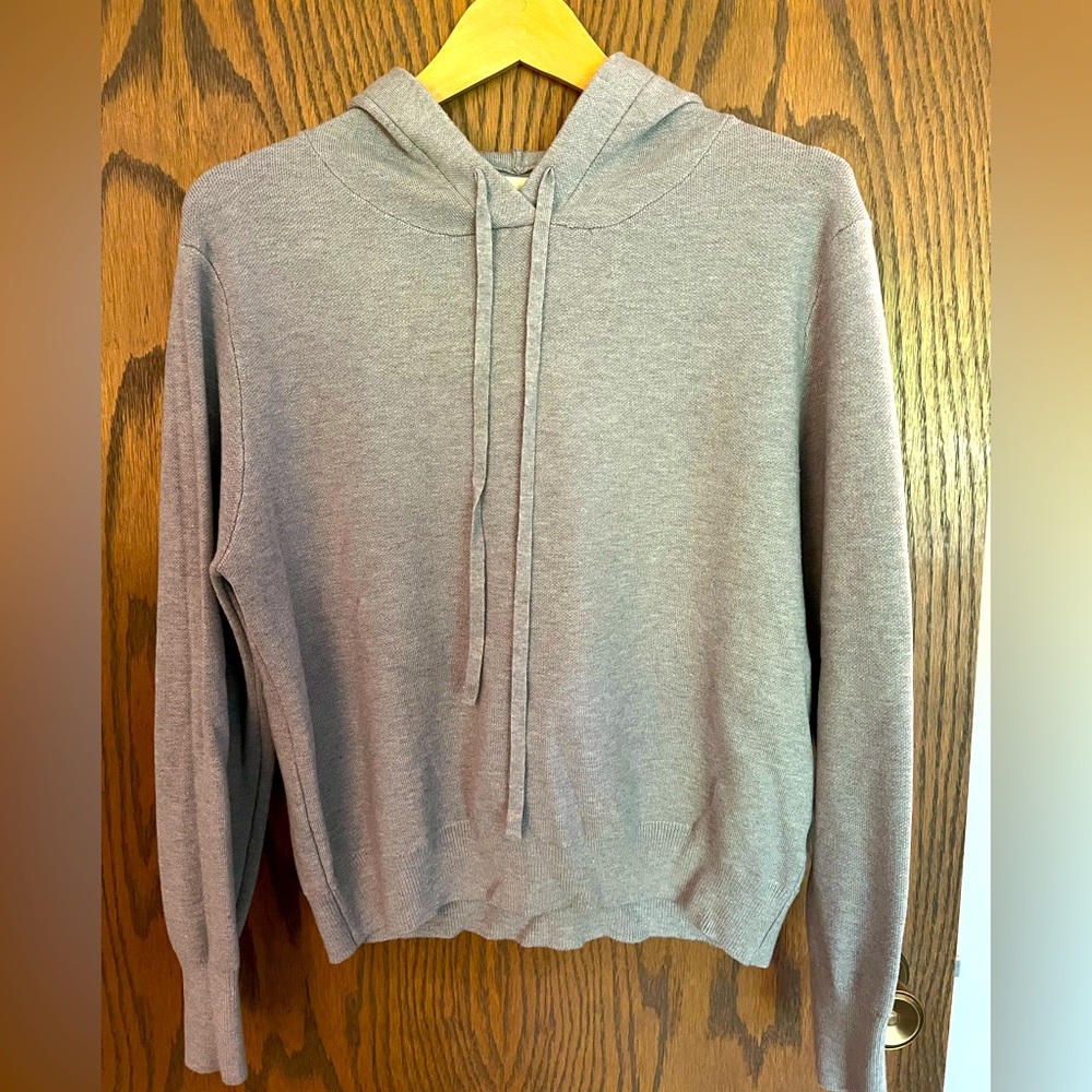 Gray knit sweater hoodie, size small